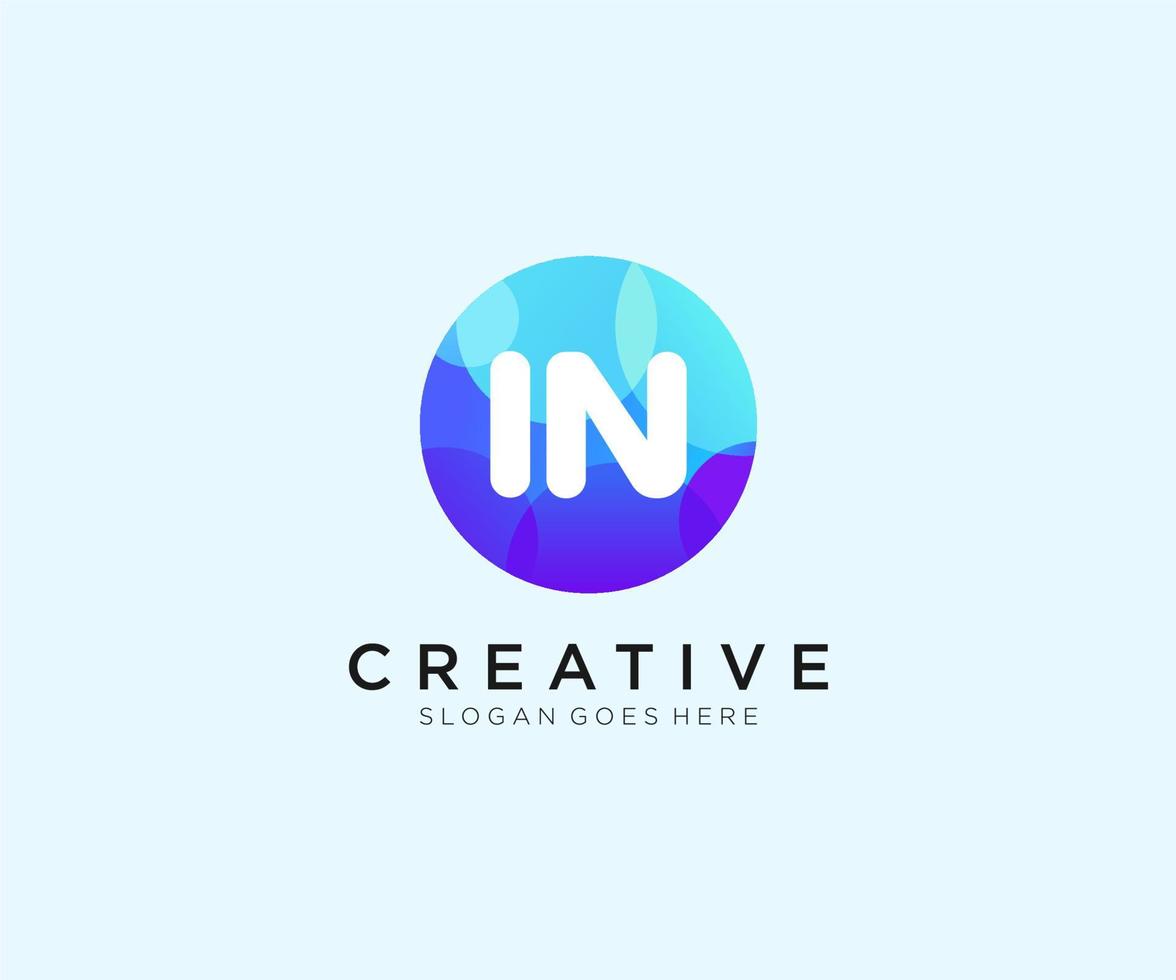 IN initial logo With Colorful Circle template vector. vector