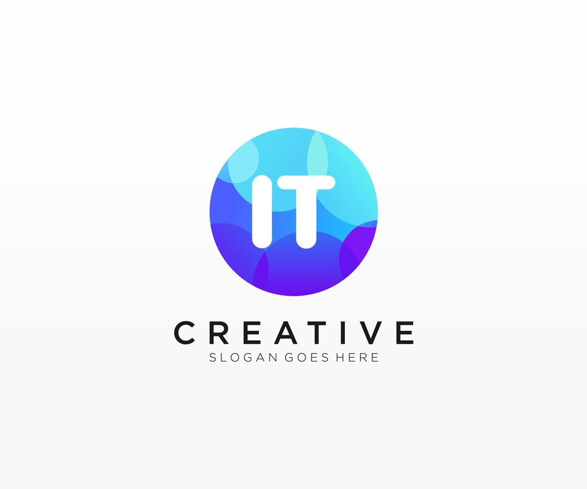 IT initial logo With Colorful Circle template vector. vector