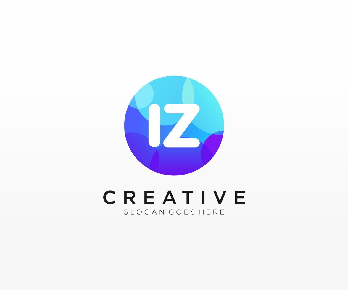 IZ initial logo With Colorful Circle template vector. vector