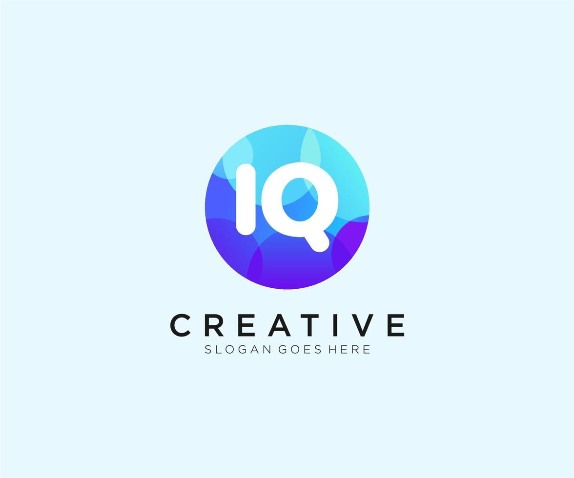 IQ initial logo With Colorful Circle template vector. vector