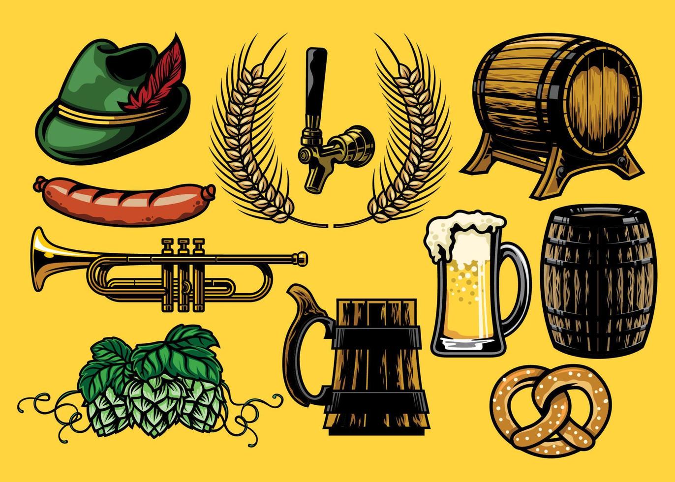 beer element set in color version vector