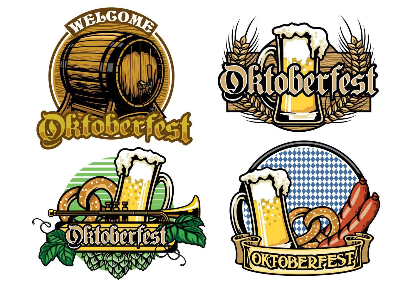 Oktoberfest bagde diseño colección en lleno de colores vector