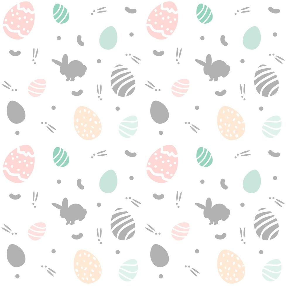Easter seamless pattern with eggs and rabbit vector