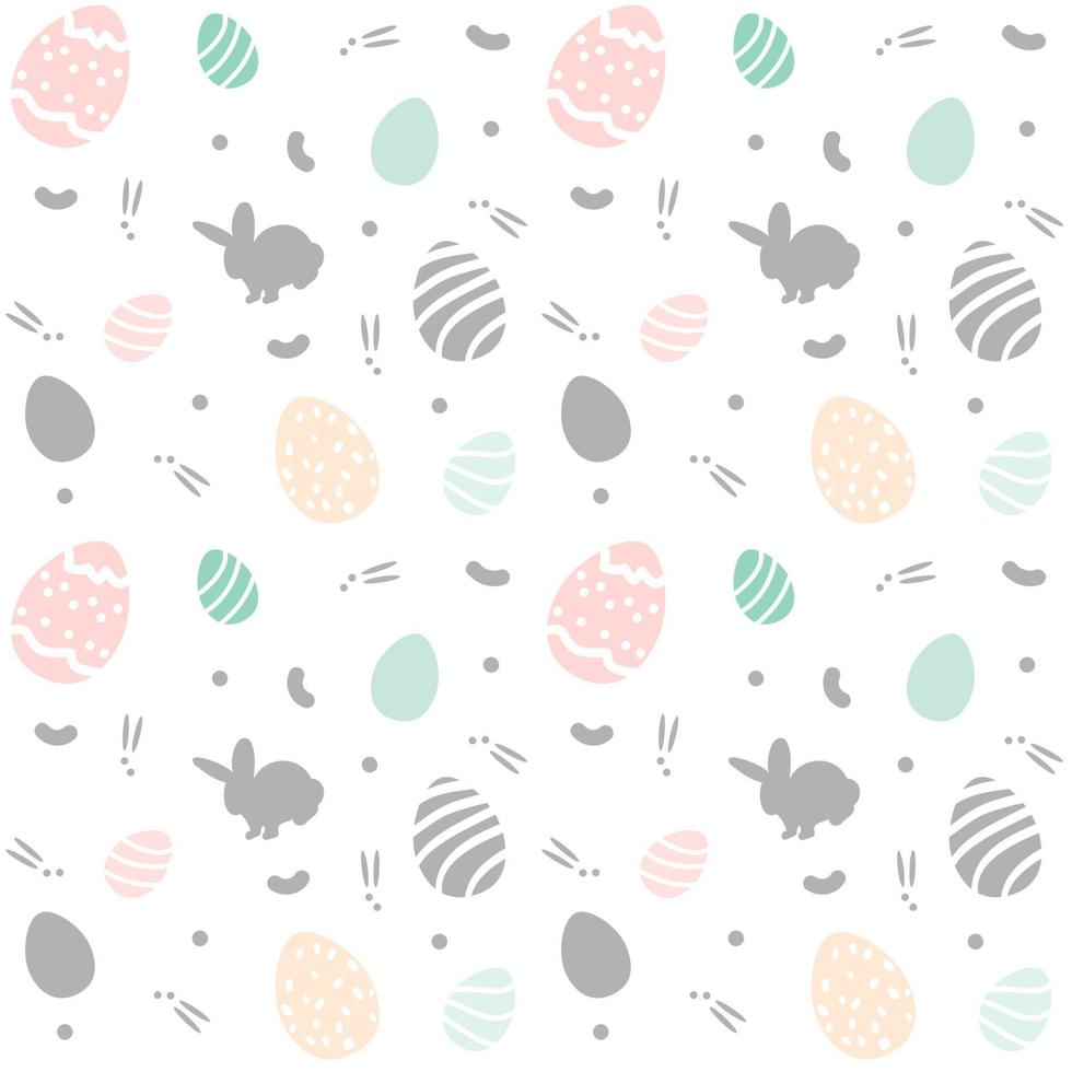 Easter seamless pattern with eggs and rabbit vector