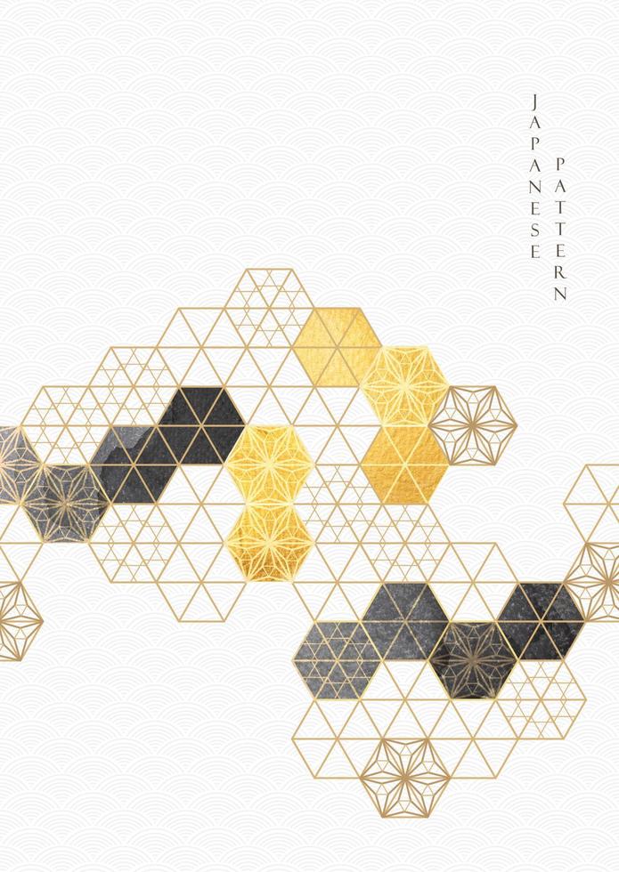 Abstract background in oriental style. Chinese new year banner. Geometric line with Japanese pattern vector. Circle shapes in oriental template. Gold texture template. vector