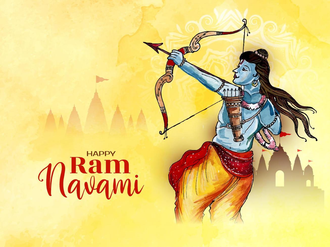 Hindu cultural Happy Ram navami festival celebration background design vector