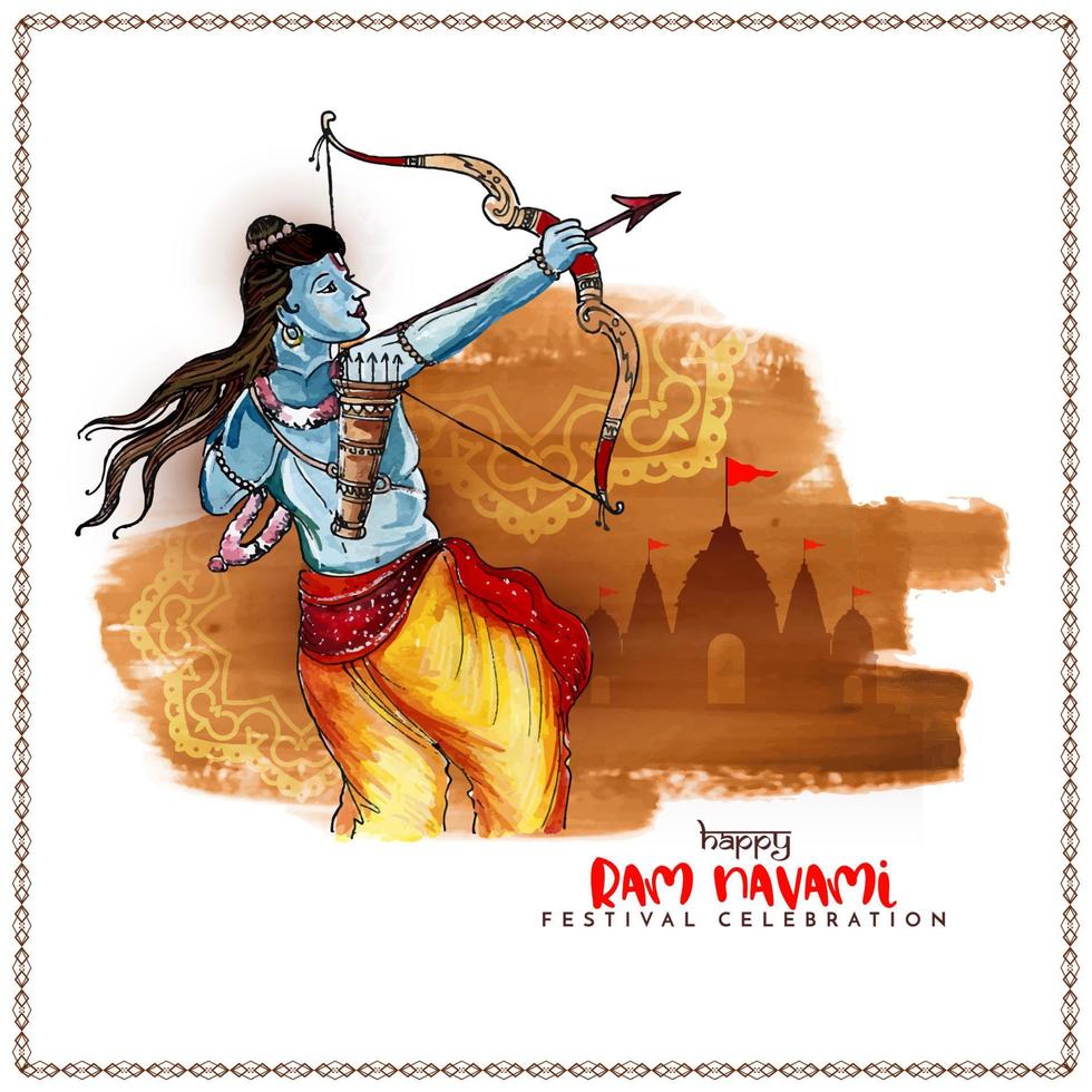 Happy Ram navami religious festival celebration background design vector