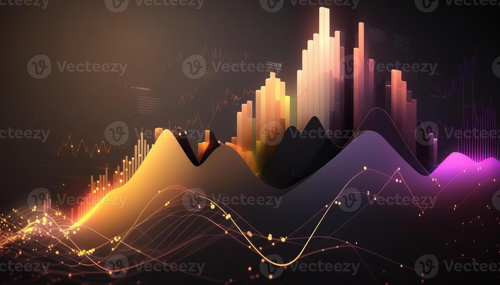 , stock market chart lines, financial graph on technology abstract background represent financial crisis, financial meltdown. Technology concept, trading market concept. photo