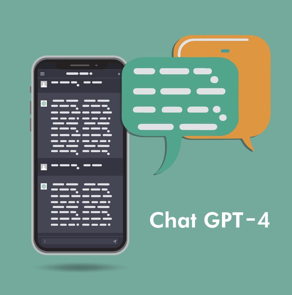 Chat GPT 4 conversation method illustrations. Artificial intelligence ...