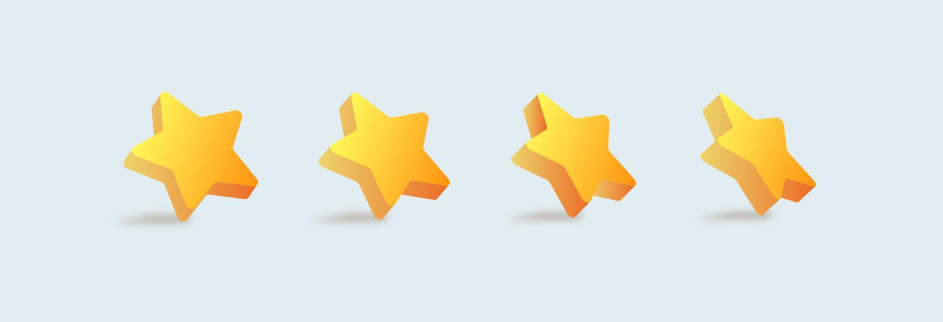 Rate us review concept in 3D style. Realistic stars in yellow colors isolated on white background. Review customer business concept. vector