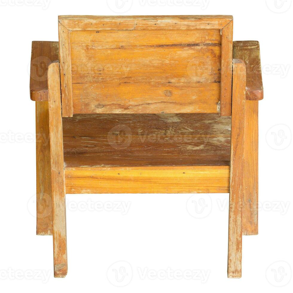 vista trasera de la silla de madera aislada en blanco con trazado de recorte foto