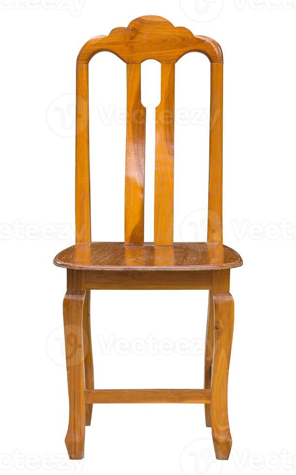 front view of wooden chair isolated on white with clipping path photo