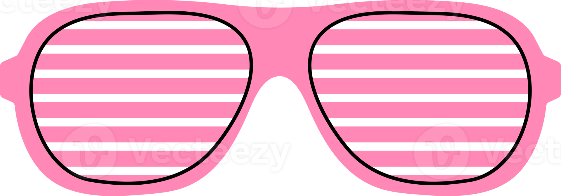 klassiek 80s 90s elementen in modern stijl vlak, lijn stijl. hand- getrokken PNG illustratie van retro of wijnoogst roze gestreept zonnebril, zomer accessoire. mode lapje, insigne, embleem, logo