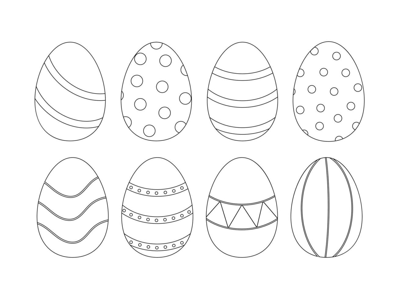 Happy Easter. Coloring page for kids. Set of eggs. vector