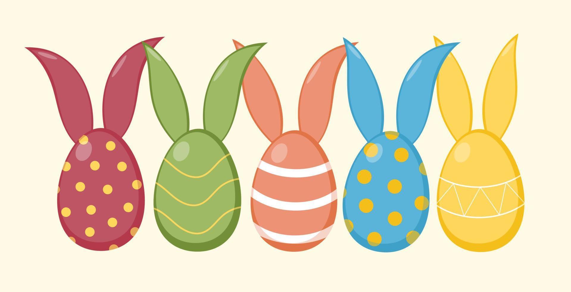 Easter eggs with ears. Set of funny easter eggs. vector