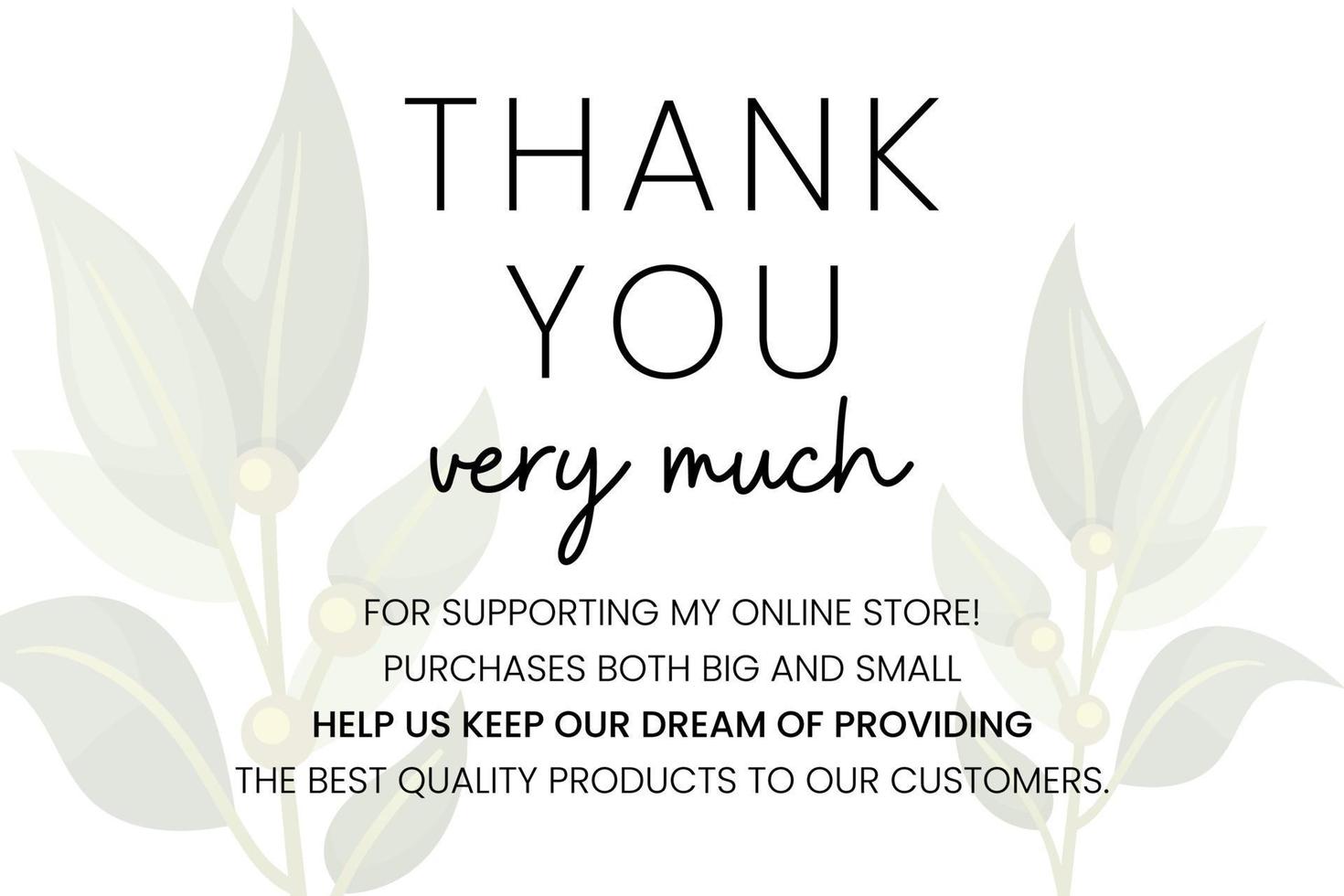 Thank you for your PURCHASE, printable vector illustration. Business thank you customer card, creative graphic design template. Soft watercolor background, calligraphy script text, business card.