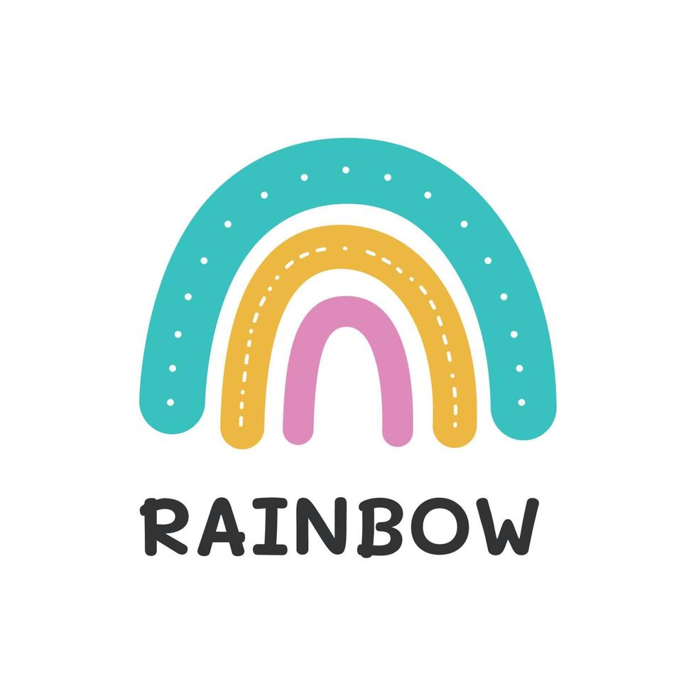 Rainbow logo cute hand drawn flat design modern colors. vector