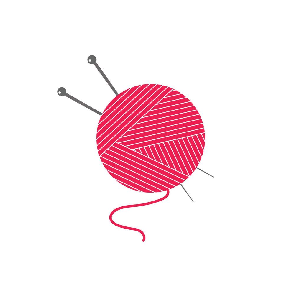 Tread with knitting needles on white background. vector