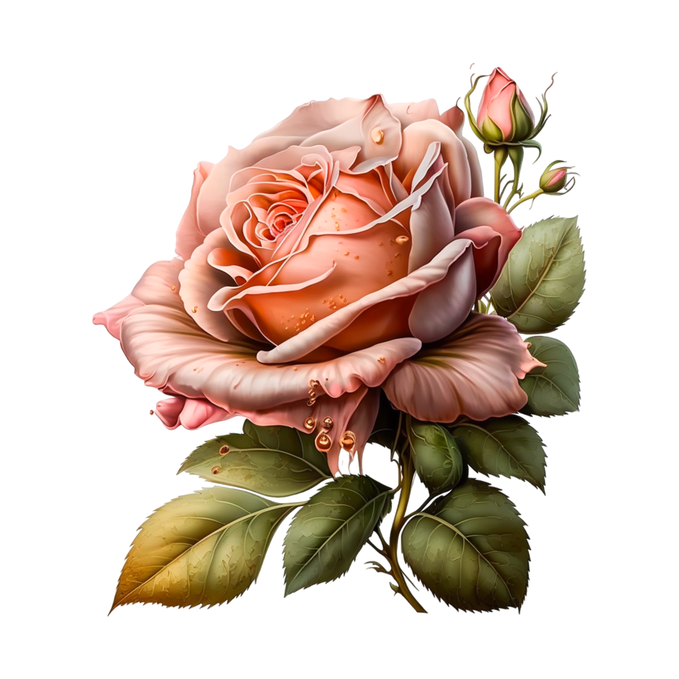 hermoso rosado Rosa flores con verde hojas png