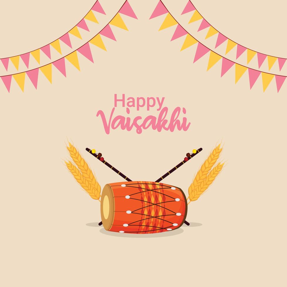 Realistic flat design concept for happy baisakhi indian festival vector