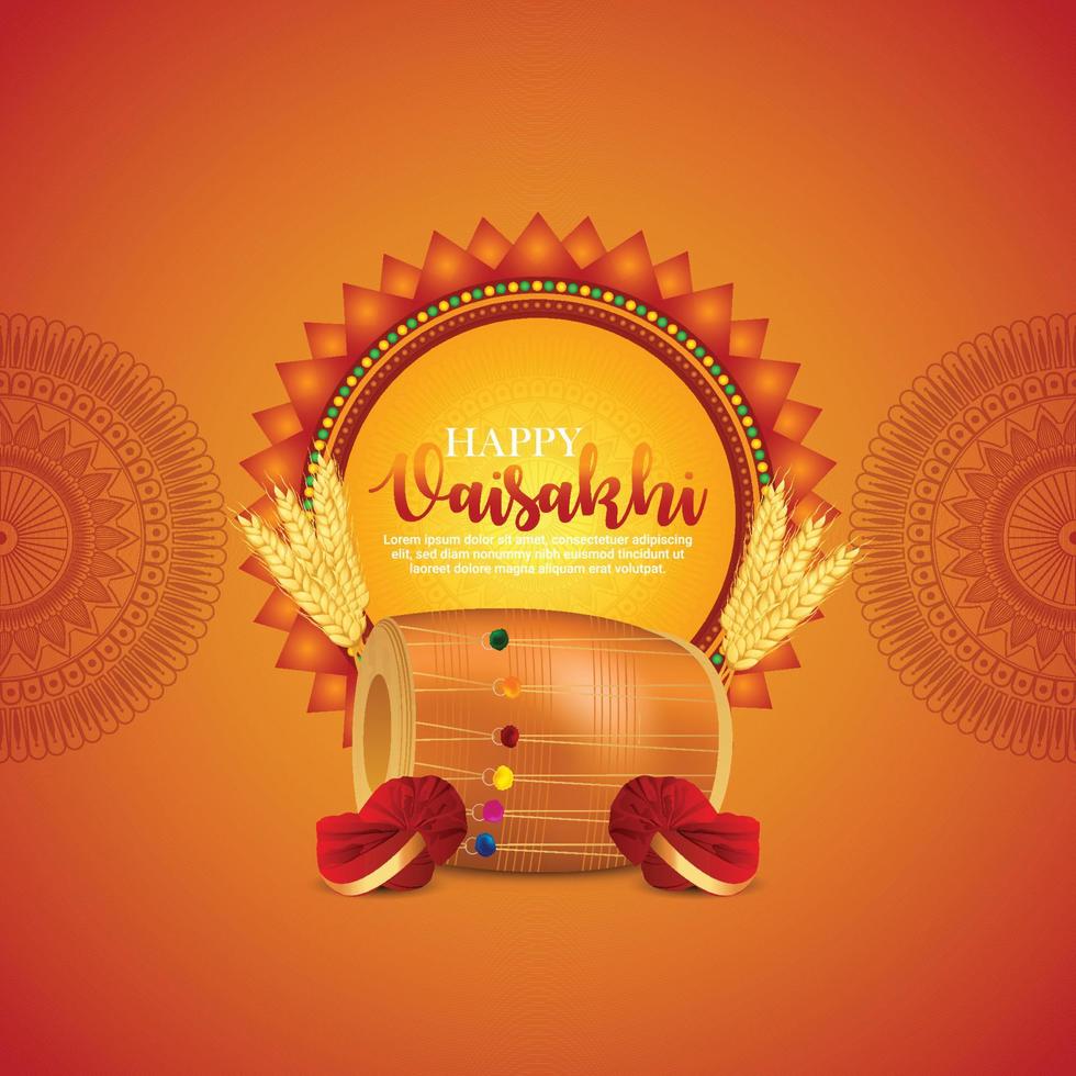 Baisakhi happy baisakhi sikh festival greeting card vector