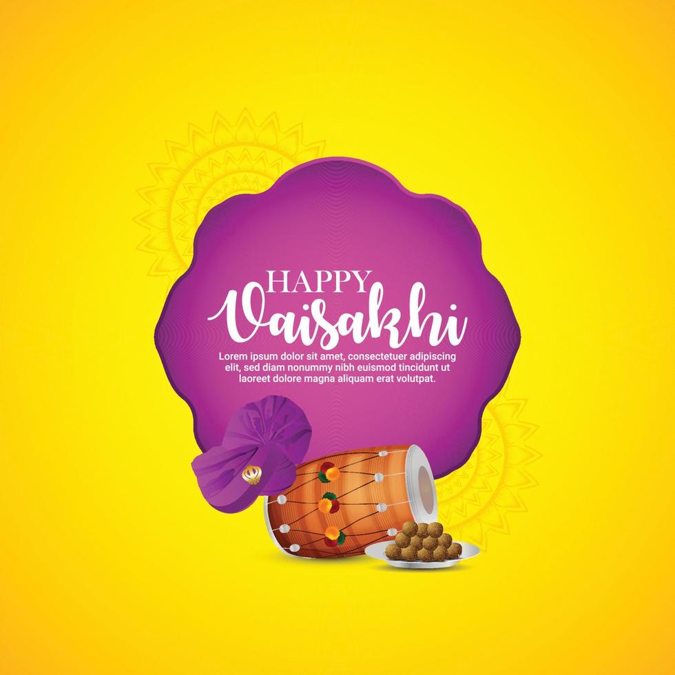 Happy baisakhi celebration greeting card vector