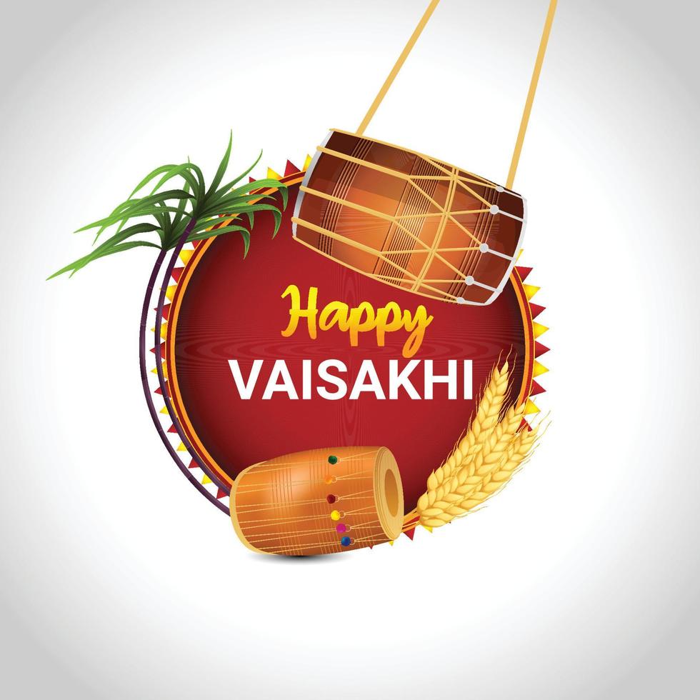 Happy vaisakhi celebration greeting card with vector illustration