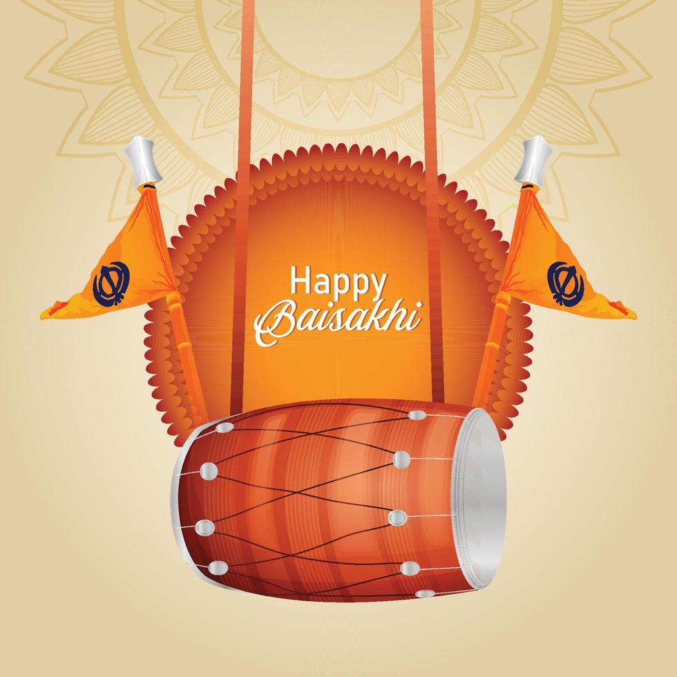 Wheat field for punjabi harvest festival happy vaisakhi background vector