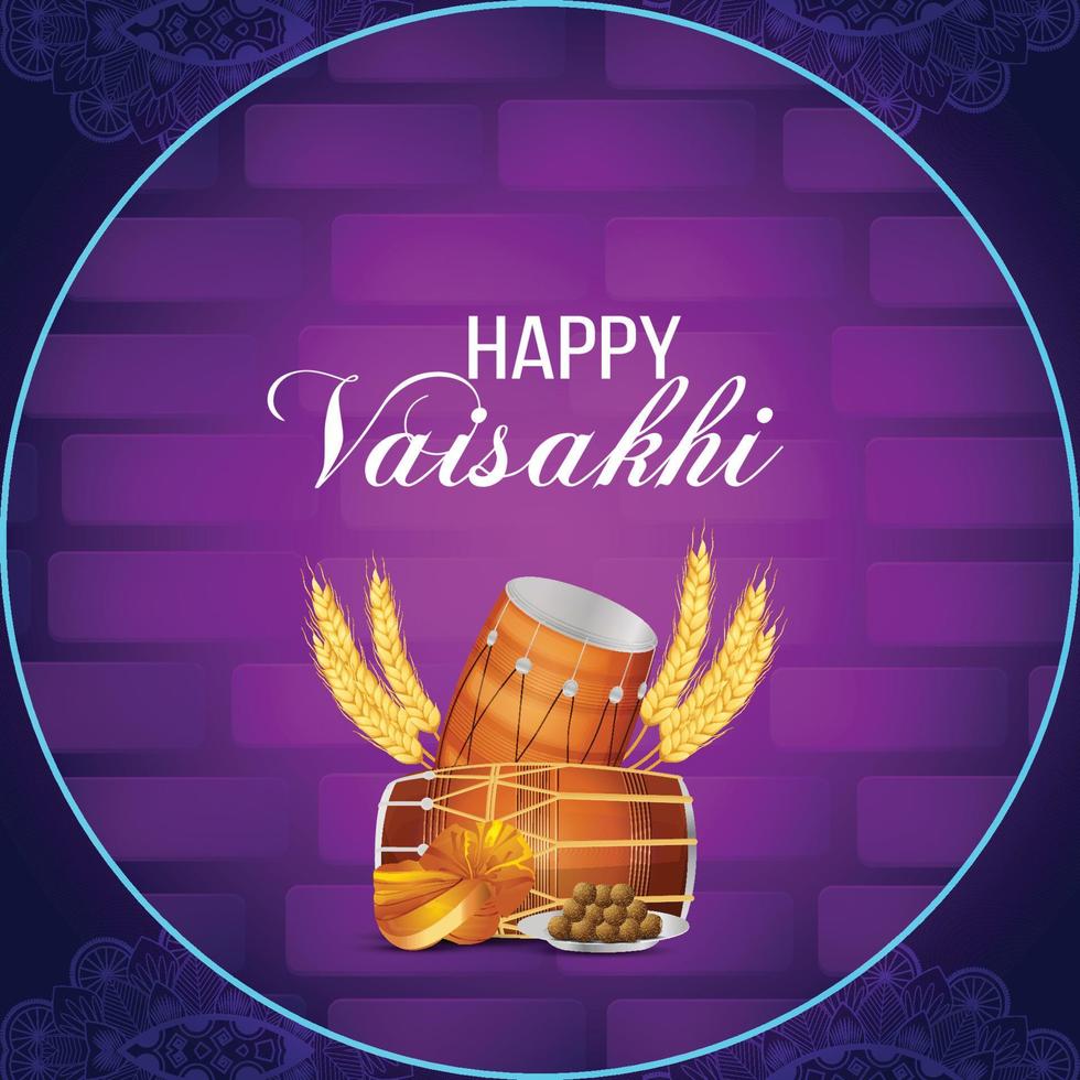 Wheat field for punjabi harvest festival happy baisakhi celebration design vector