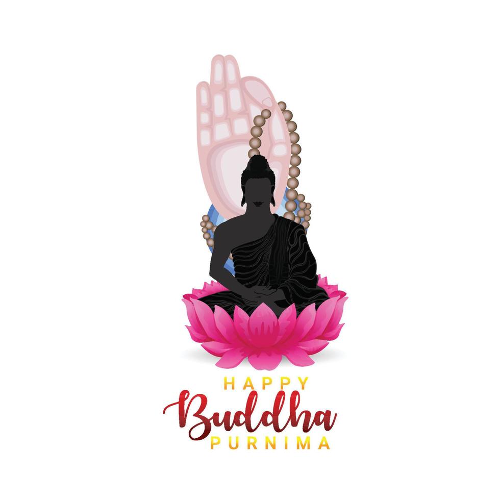 Happy buddha purnima, gautam buddha meditating, vector illustration