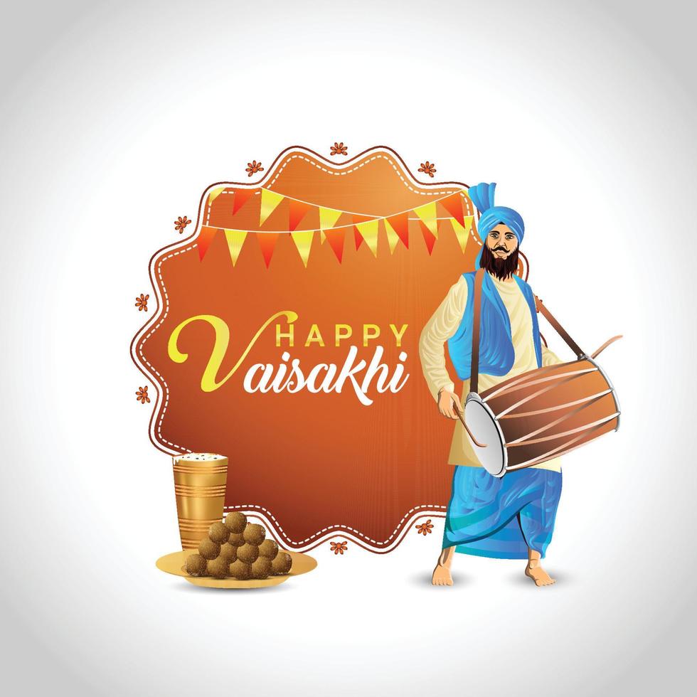 Vector illustration of happy vaisakhi sikh festival