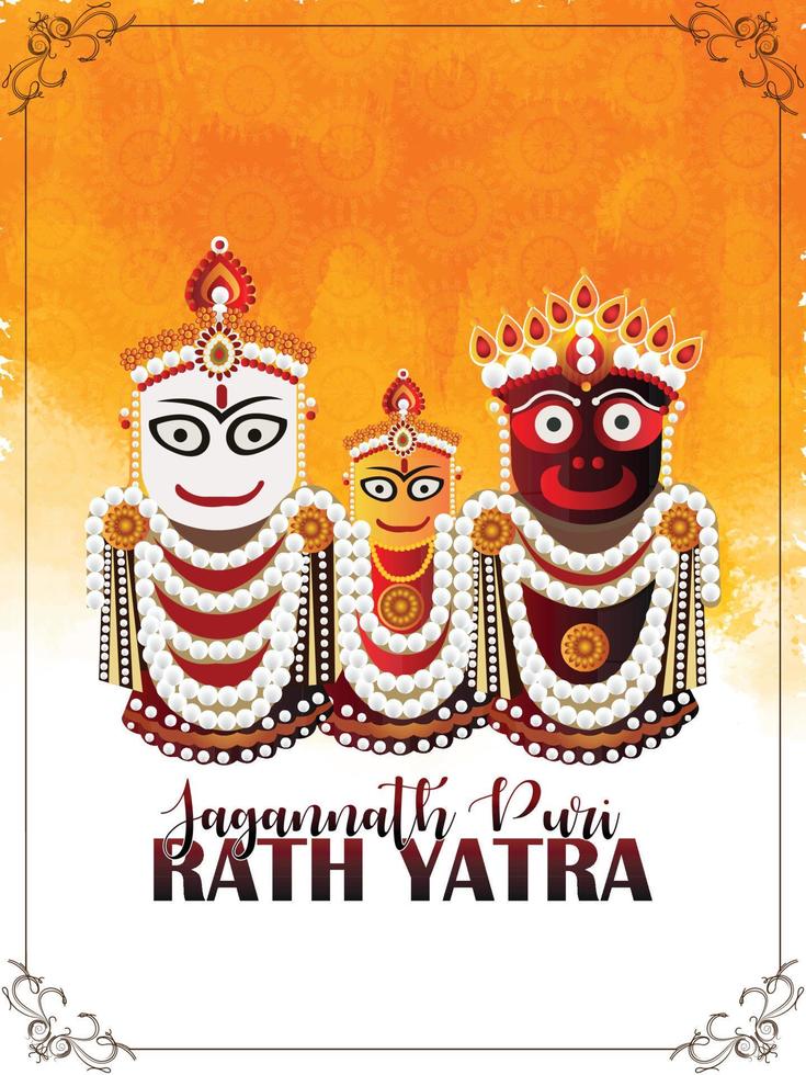 Rath yatra of lord jagannath balabhadra and subhadra festival celebration vector