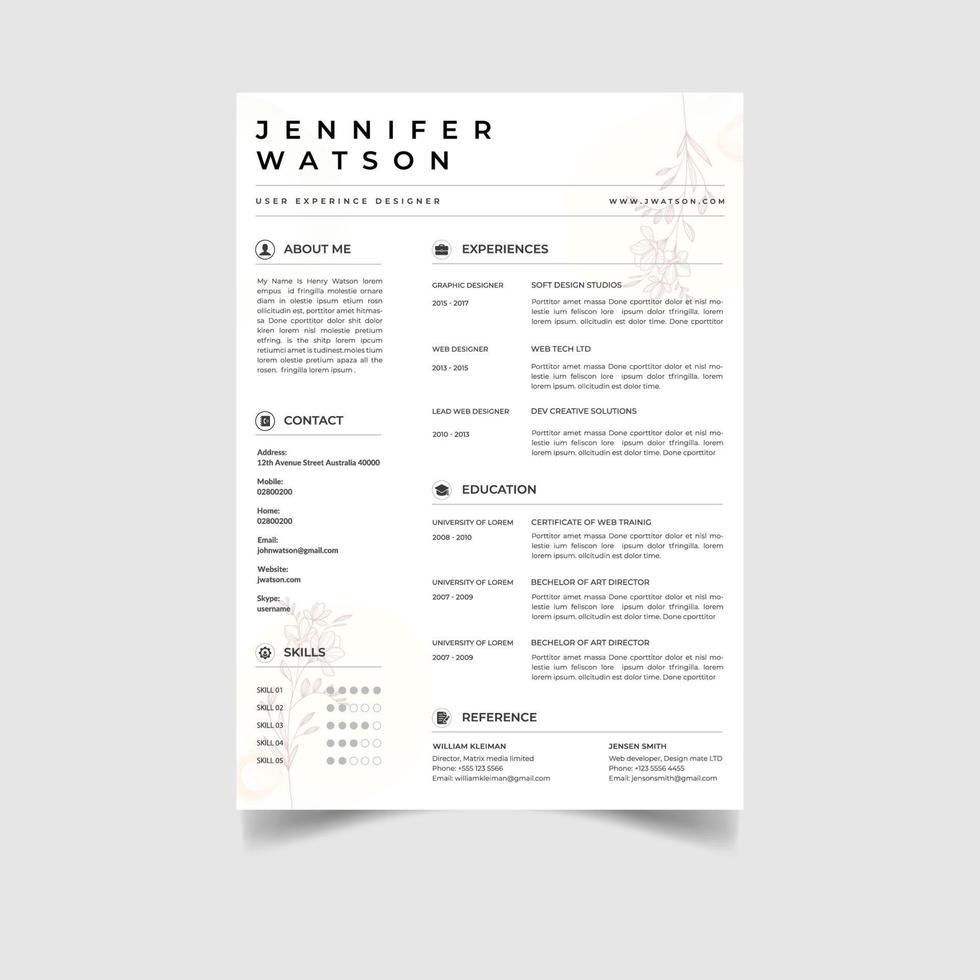 Creative resume design template vector