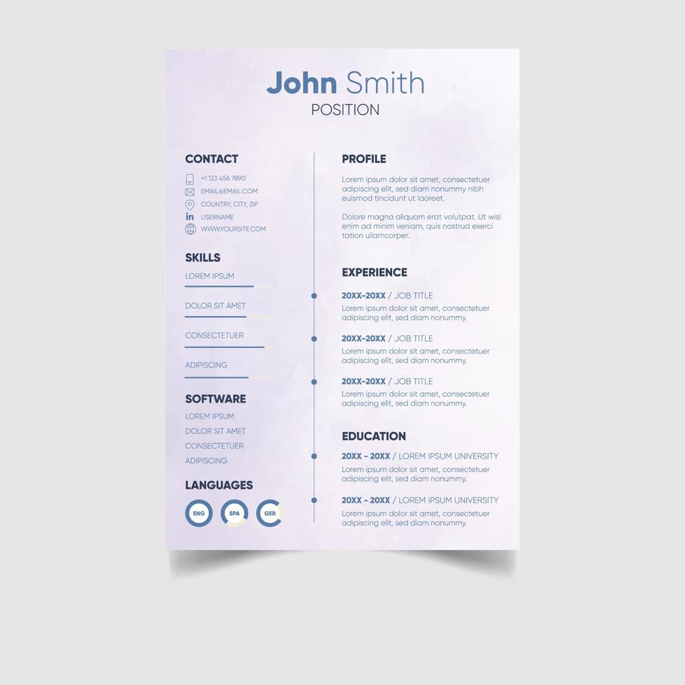 Minimalist professional cv or resume template design vector