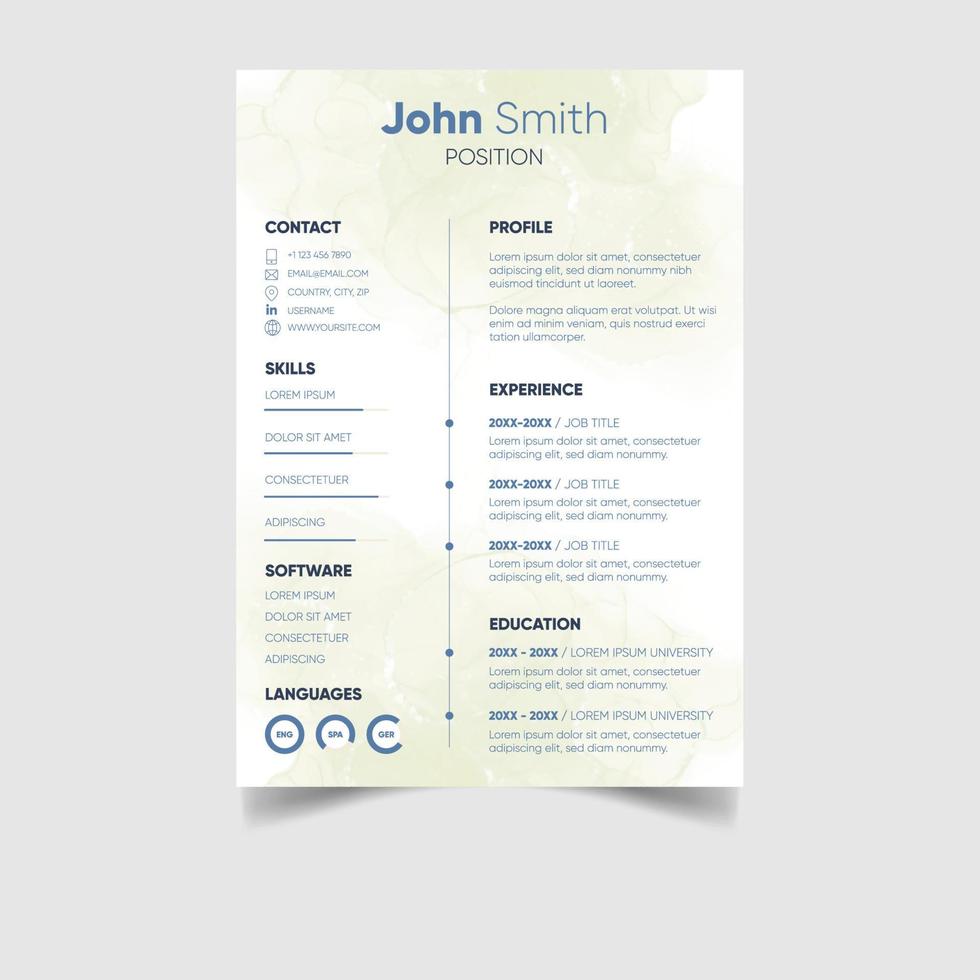 Minimalist professional cv or resume template design vector