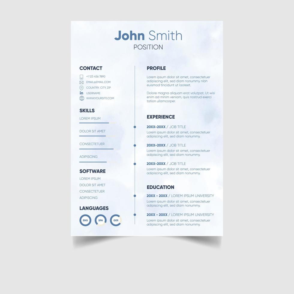 Minimalist professional cv or resume template design vector