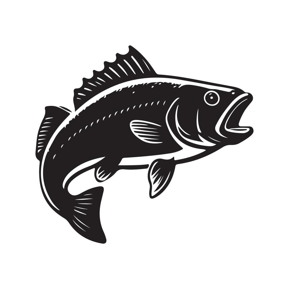 Salmon bass fish icon isolated on white background. Logo design element, label, emblem, mark, brand mark vector illustration