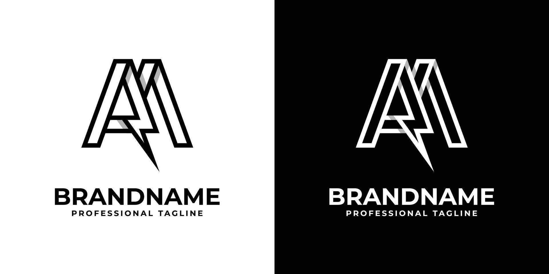 Letter AM Thunderbolt Logo, suitable for any business with AM or MA initials. vector