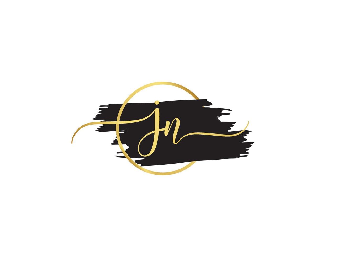 Monogram Jn Signature Logo, Luxury Jn Brush And Golden Signature logo vector