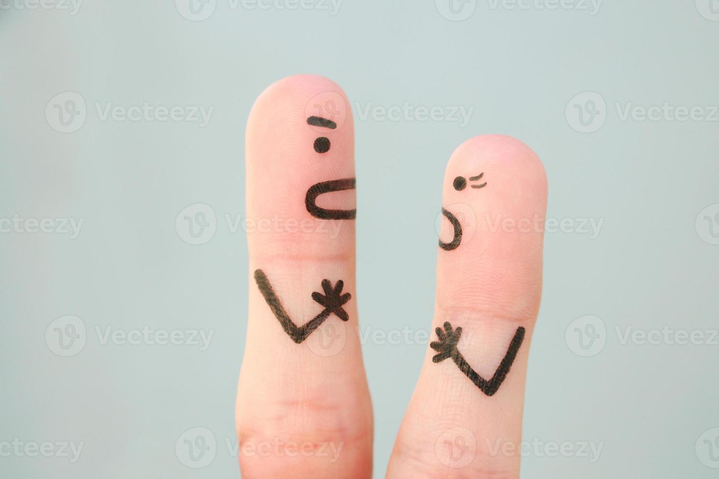 Fingers art of couple during quarrel. photo