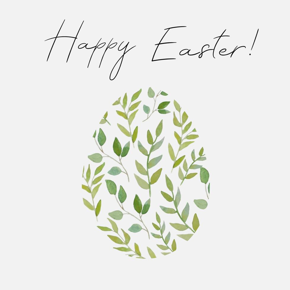 Happy Easter banner. Trendy Easter design with egg and green watercolor branches vector