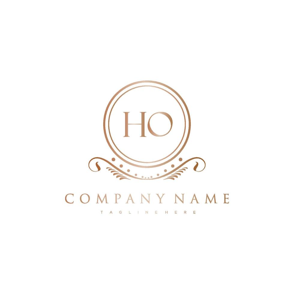 HO Letter Initial with Royal Luxury Logo Template vector