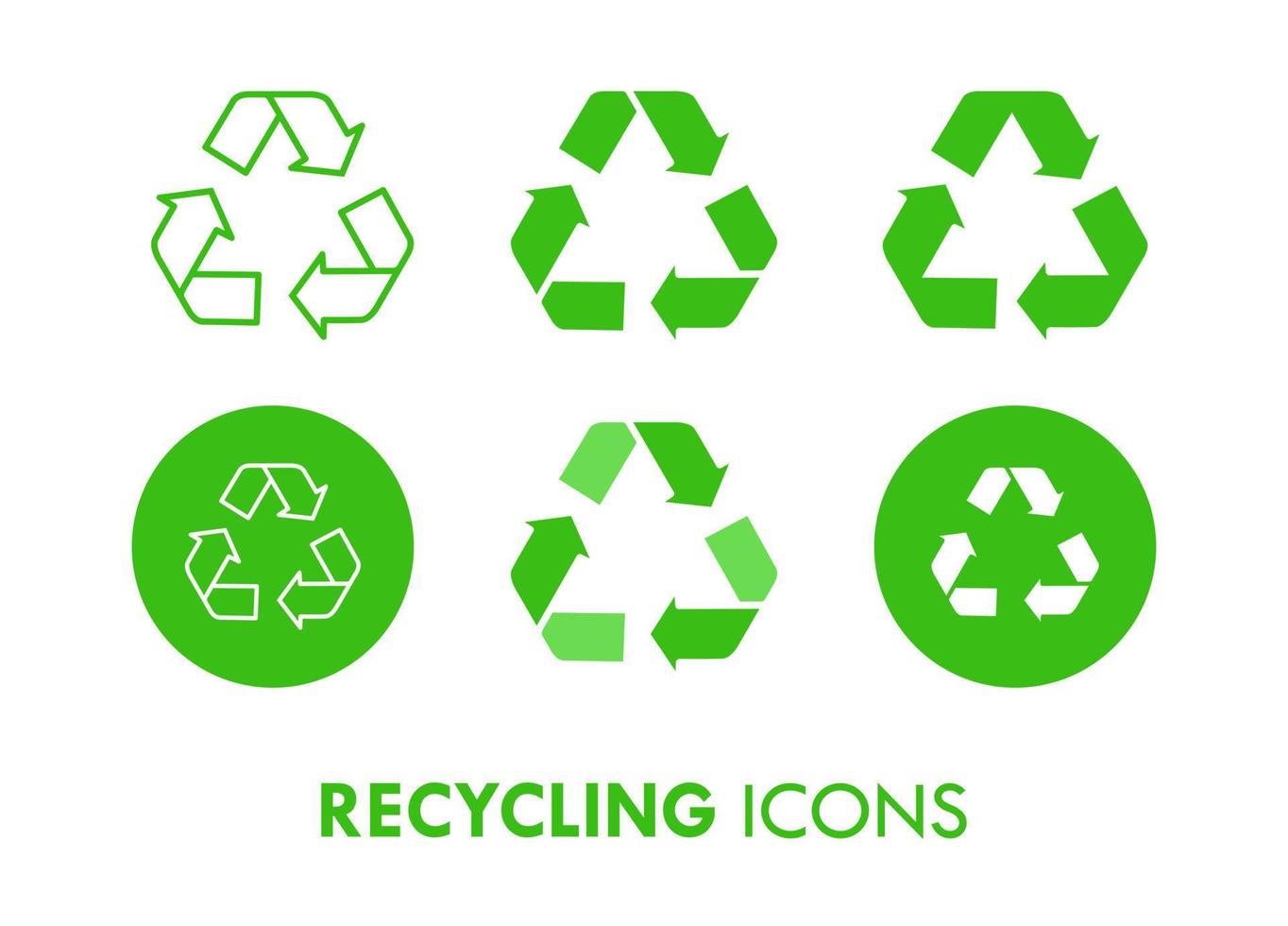 Green Reuse Recycle Styles Vector Icon Set