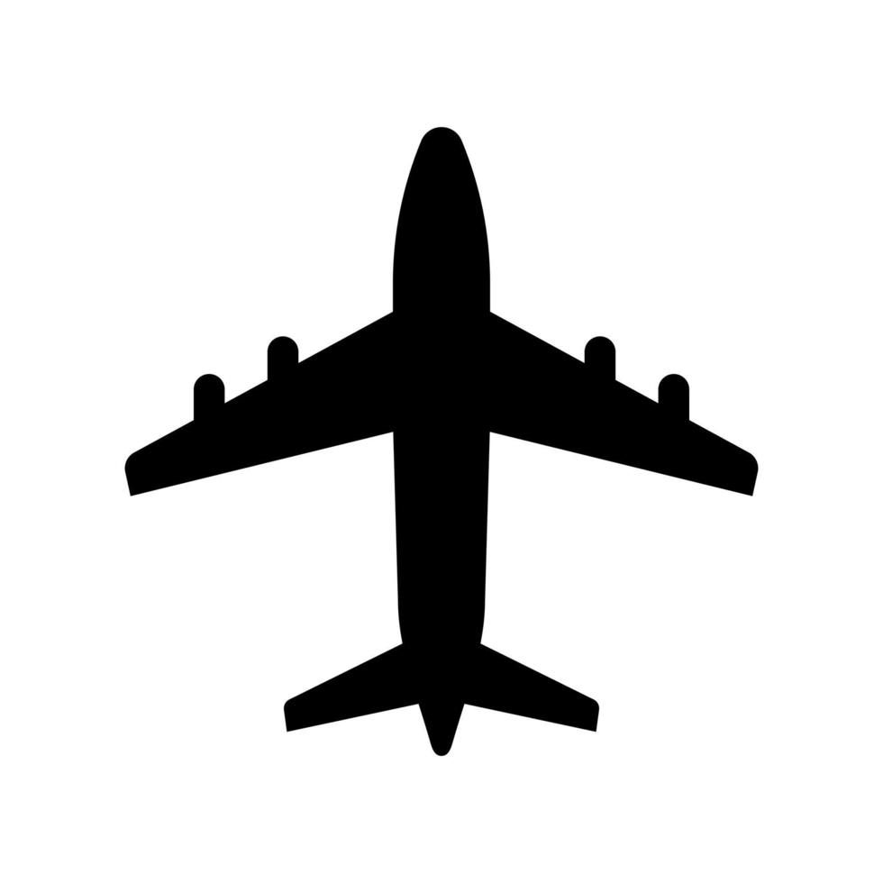 Flat Airplane Silhouette Isolated Vector Icon Illustration