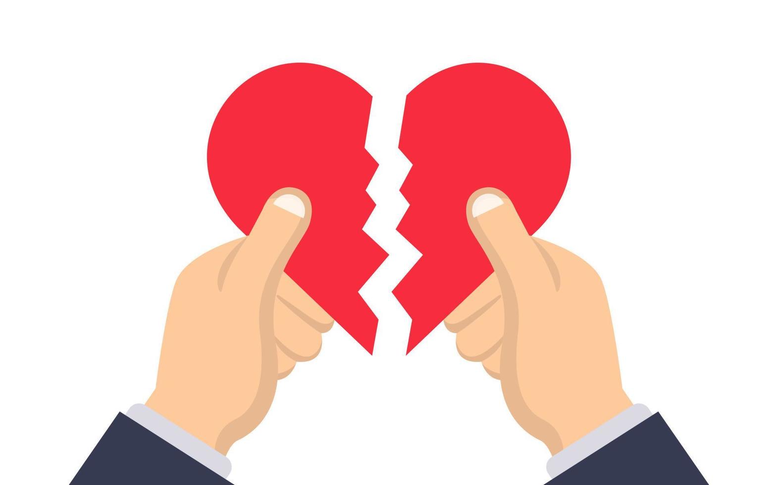 Holding Broken Heart In Hands Vector Illustration