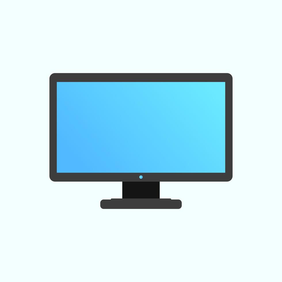 Flat Computer Monitor Blue Screen Isolated Vector Icon Illustration