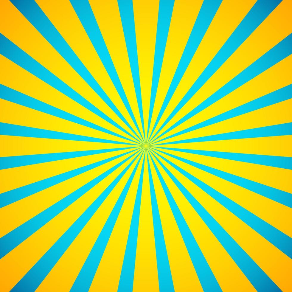 Yellow Blue Retro Gradient Sun Rays Vector Background