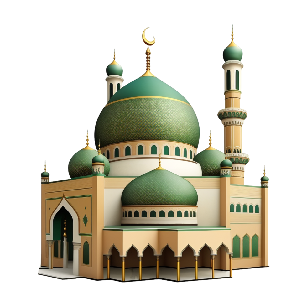 ramadan kareem grön moské med transparent bakgrund png