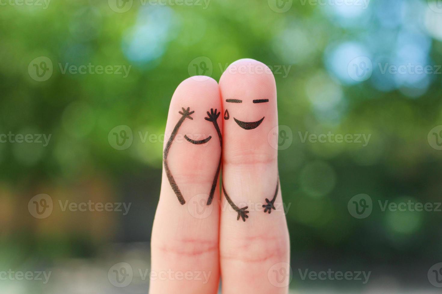 Fingers art of couple. Concept of people laughing. photo