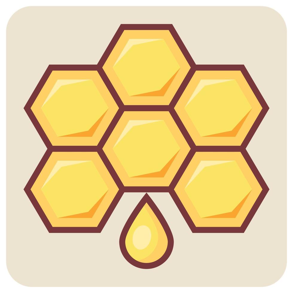 Filled color outline icon for honey dipper. vector